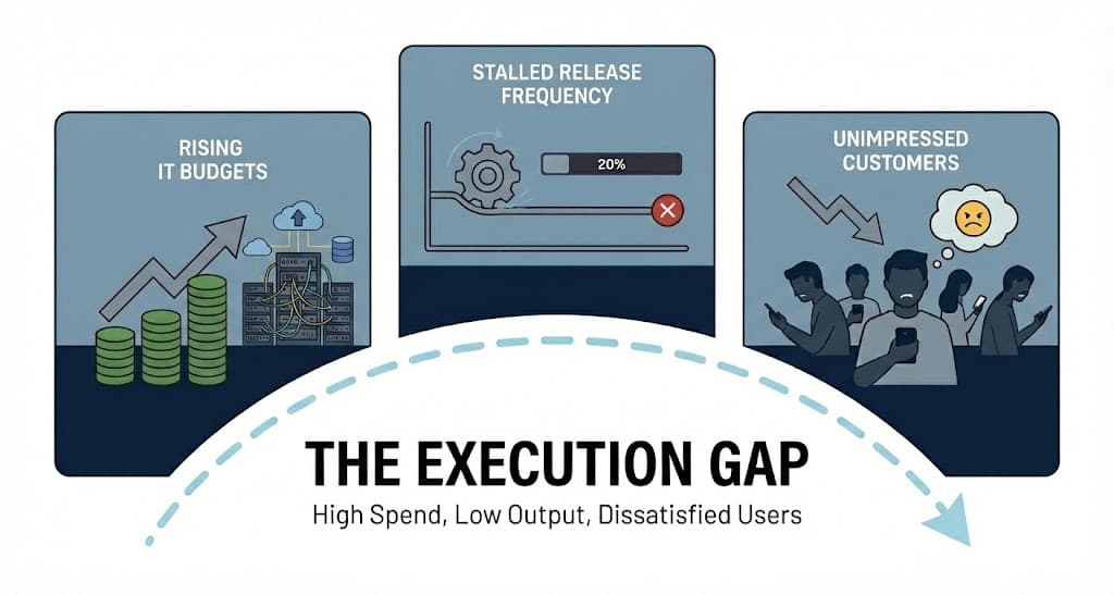The Execution Gap: Rising IT Budgets, Stalled Release Frequency, Unimpressed Customers